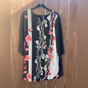 Alfani Black and Pink Floral Tunic
